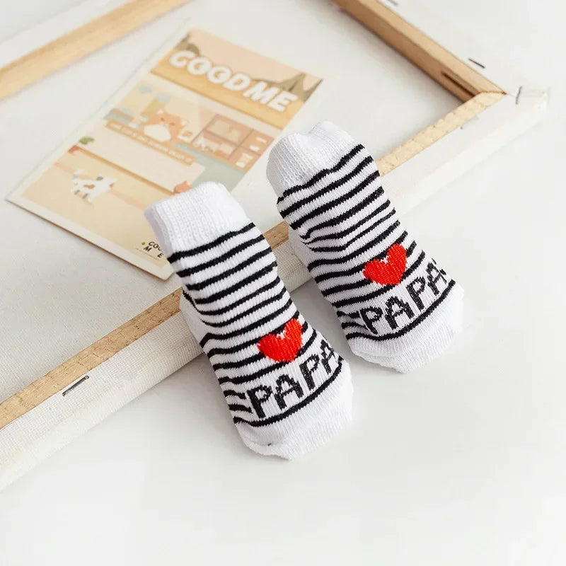 Baby Soft Cotton Socks Boys Girls Cute Love MAMA Warm Socks Newborn Toddler White Stripe Short Clothing for 0-6M Infant Stuff