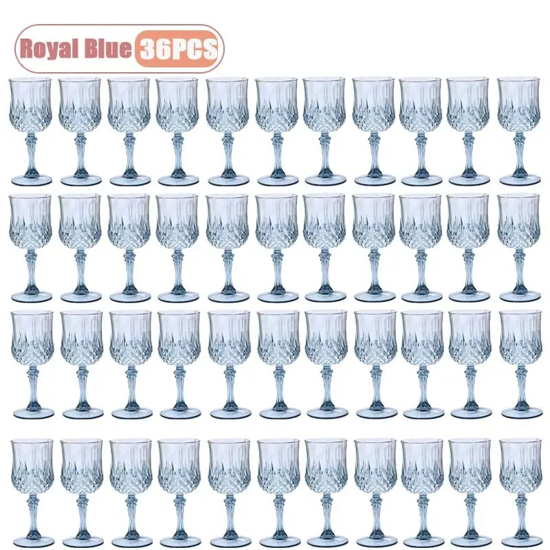 12-36PCS Shatterproof Tall Plastic Champagne Flutes Reusable Wine Glasses for Wedding Party Outdoor Picnic  Drinkware Decoration