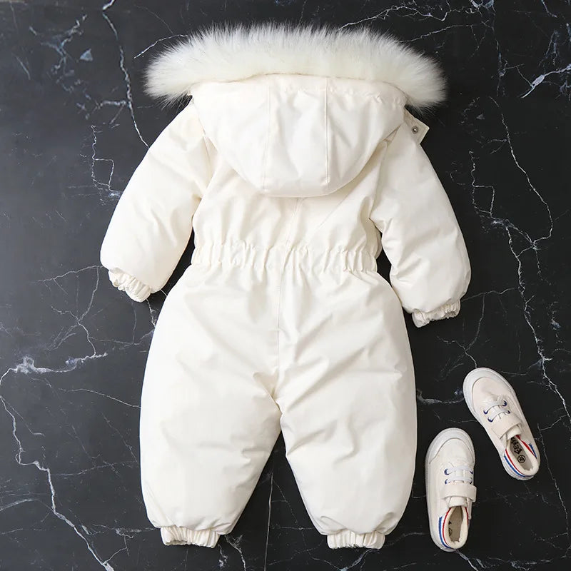 Winter Children Clothes Long-Sleeve Thick Romper Baby Boys Girls Hooded Jumpsuit Kids One-Piece Ski Suit Outdoor Warm Coat