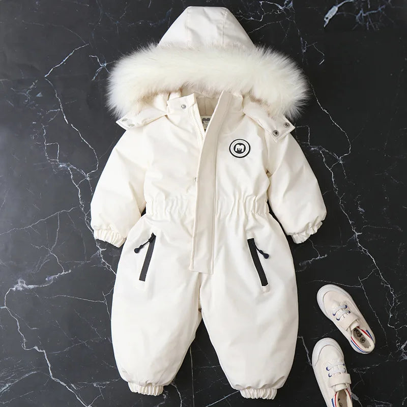 Winter Children Clothes Long-Sleeve Thick Romper Baby Boys Girls Hooded Jumpsuit Kids One-Piece Ski Suit Outdoor Warm Coat