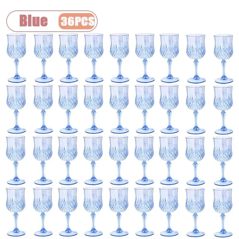12-36PCS Shatterproof Tall Plastic Champagne Flutes Reusable Wine Glasses for Wedding Party Outdoor Picnic  Drinkware Decoration