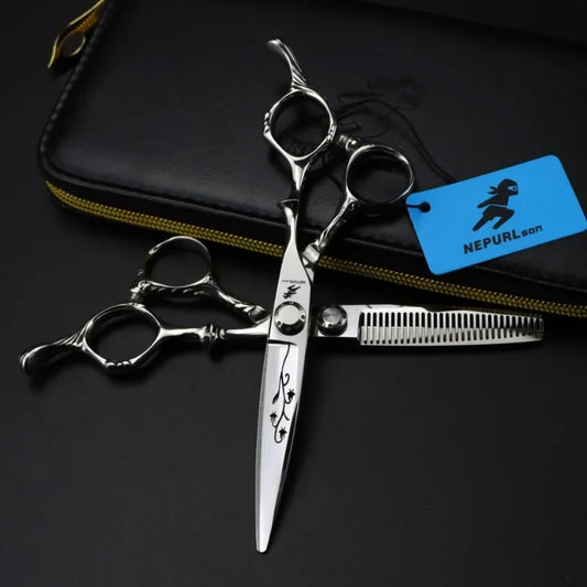 Professional JP 440c Steel 6 '' Hollow Shears Dragon Hair Cutting Scissors Haircut Thinning Barber Tools Hairdresser Scissors