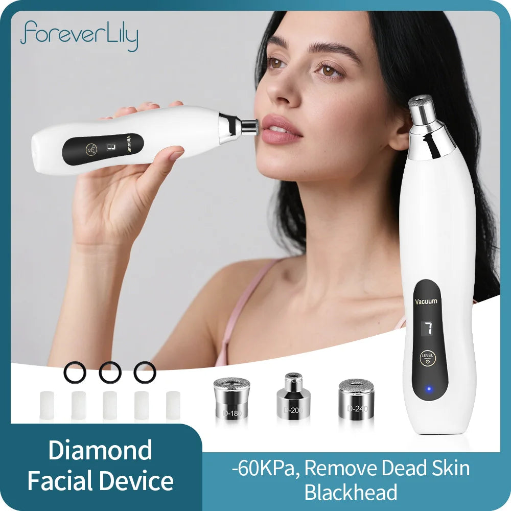 Handhold Diamond Microdermabrasion Machine -60KPa Diamond Facial Peeling Device Skin Exfoliation Remove Blackhead Beauty Tool