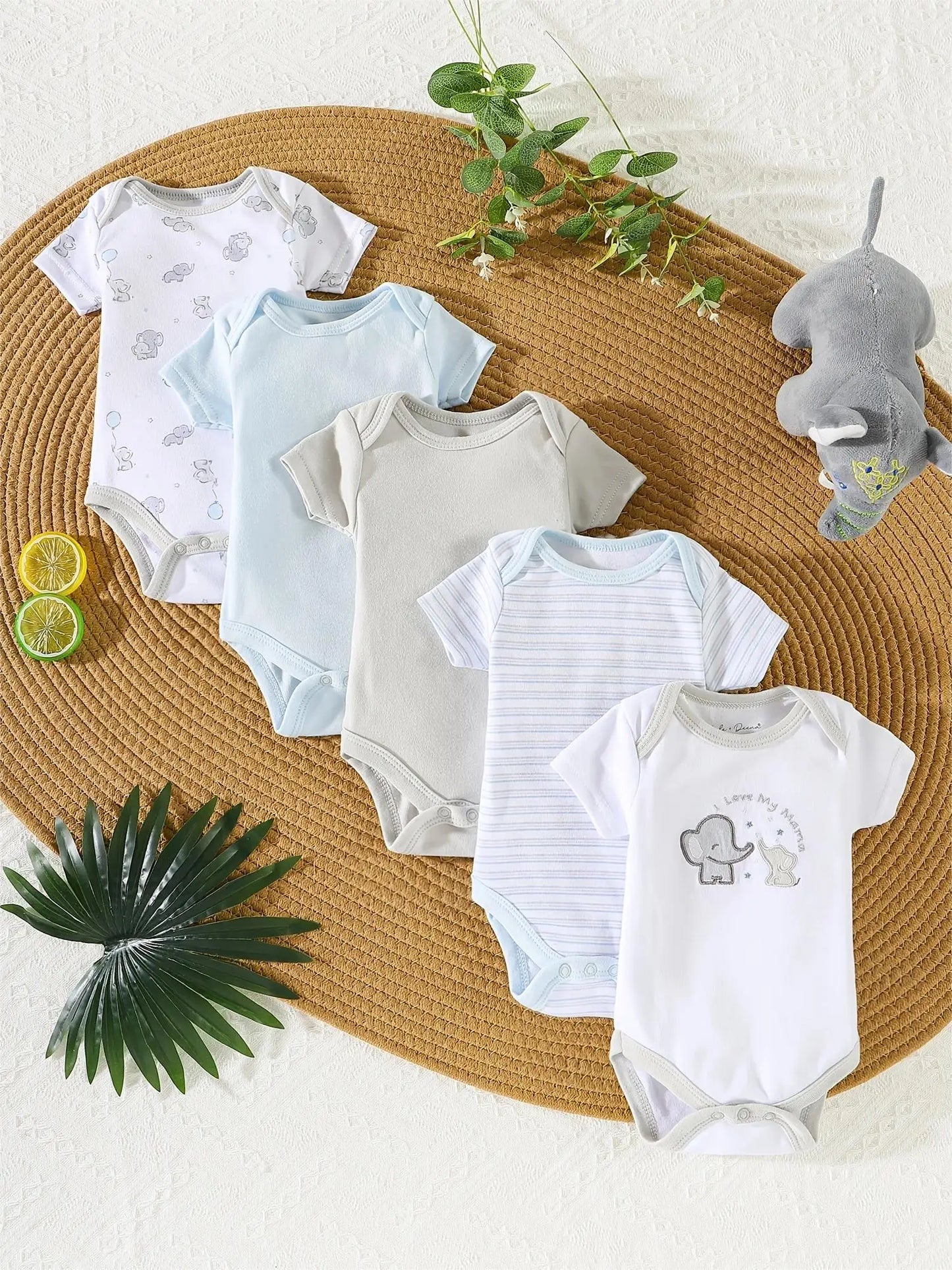 5PCS baby boy clothes summer Baby boy onesies cotton fabric newborn baby clothes Short-sleeved jumpsuit