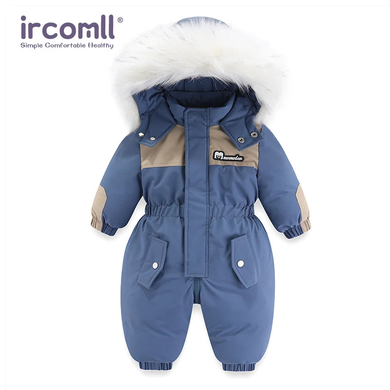 Ircomll kids Boy Girl Winter Snowsuit Plus Velvet Toddler Jacket Clothes For Boy Infant Jumpsuit Hoodied Overalls 2-6Y Outwear
