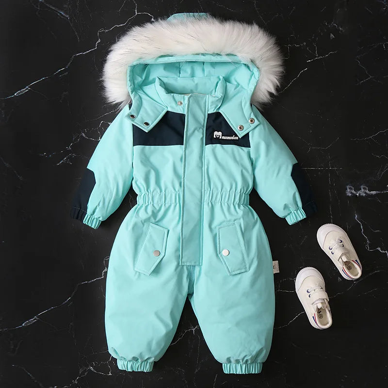 Winter Children Clothes Long-Sleeve Thick Romper Baby Boys Girls Hooded Jumpsuit Kids One-Piece Ski Suit Outdoor Warm Coat