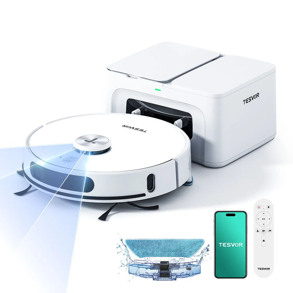 Tesvor S8 Max Robot Vacuum Cleaner 8000Pa 3-in-1 Vacuum/Sweep/Mop Up To 180min Runtime Self-emptying 2.5L Large Dust Bag