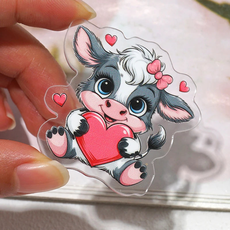 10pcs Clear Acrylic Planar Resin Back To School Themed DIY Bows Keychain Craft Supplies Handmade A294953