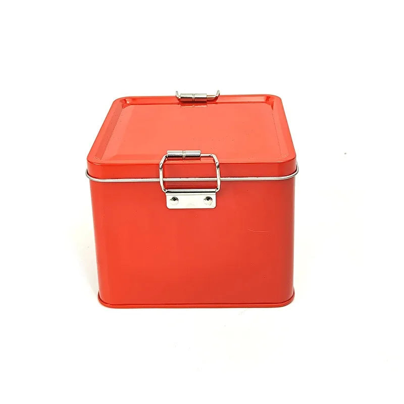 Square Multi-color Tinplate Box For Dessert And Snack Storage Moisture-proof Food Storage Box With Lid