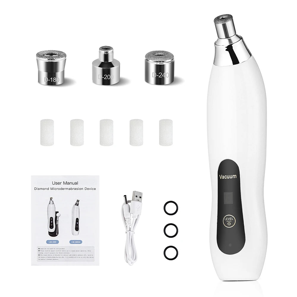 Handhold Diamond Microdermabrasion Machine -60KPa Diamond Facial Peeling Device Skin Exfoliation Remove Blackhead Beauty Tool