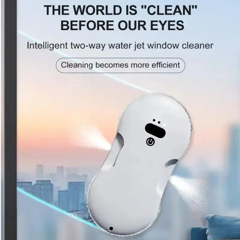 Smart Dual-Sided Spray Window Cleaning Robot with Strong Suction, Electric Glass Cleaner for High-rise Home & Office Windows