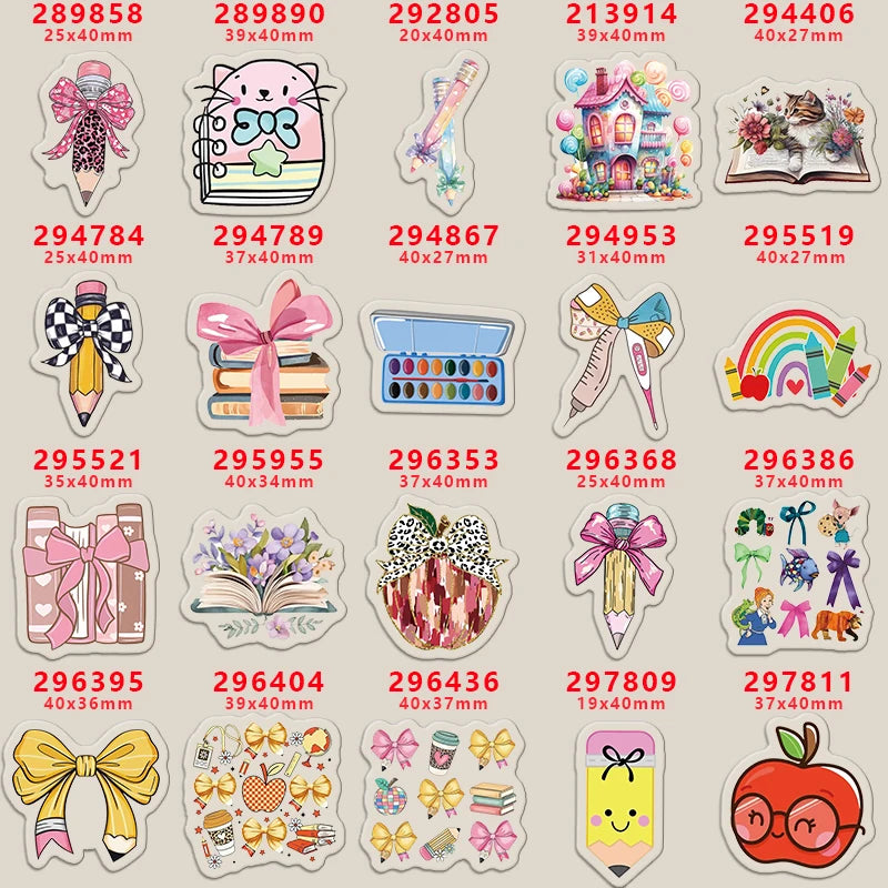 10pcs Clear Acrylic Planar Resin Back To School Themed DIY Bows Keychain Craft Supplies Handmade A294953