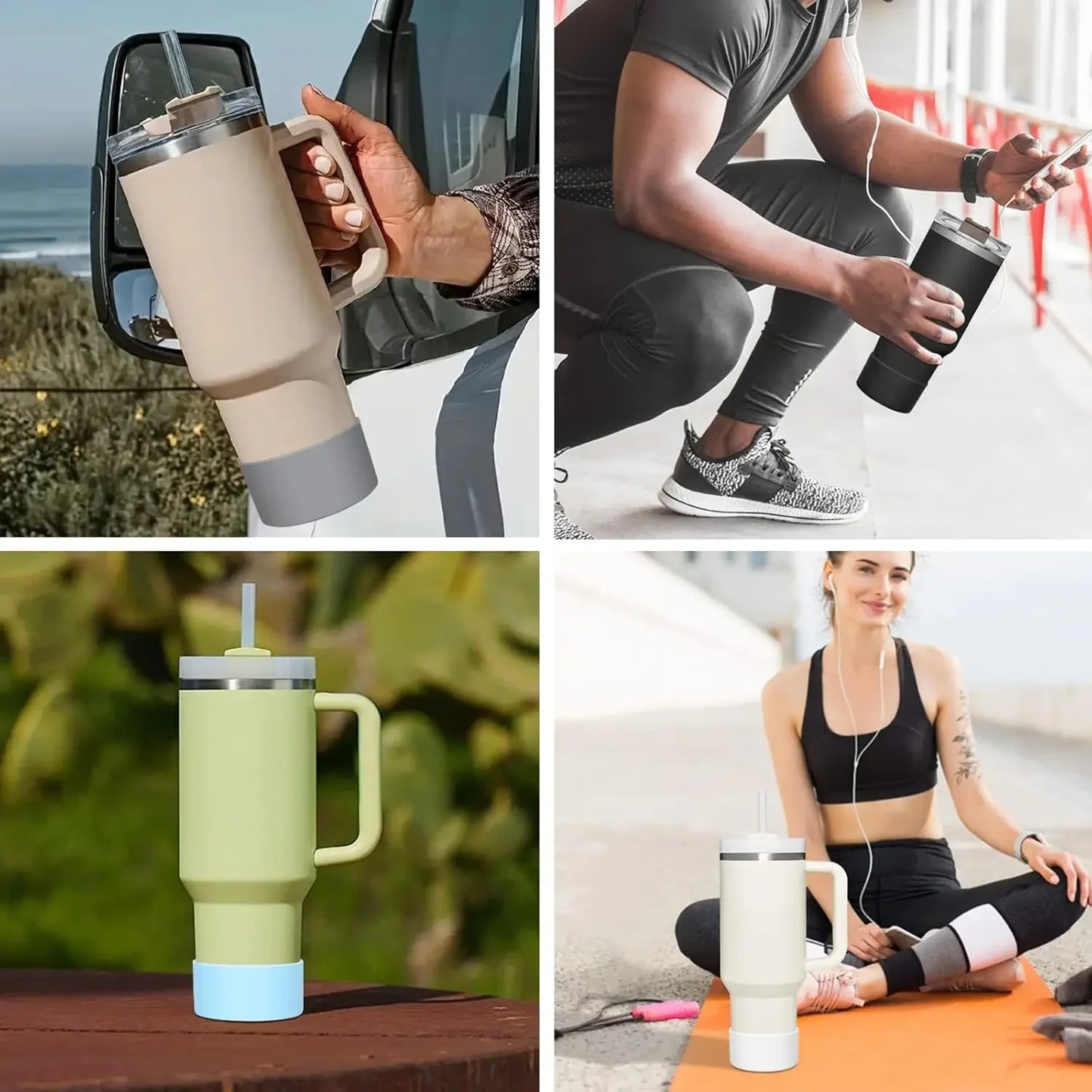 2Pcs Silicone Boot for Stanley Cup Fits H2.0 30oz 40oz Tumbler Protective Cup Bottom Sleeve Cover Cup Accessories