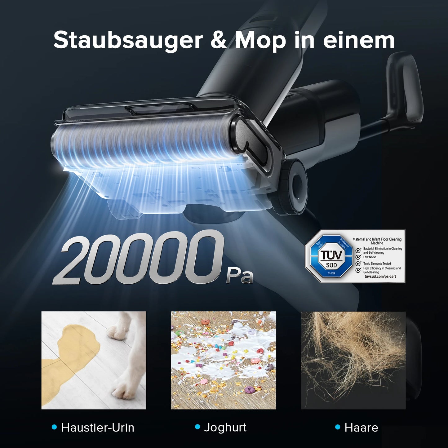 Roborock F25 XT Wet Dry vacuum cleaner 20,000 Pa Zero Tangle 90 °C Hot Air Quick Dry Electric Mop 180 ° Lie Flat